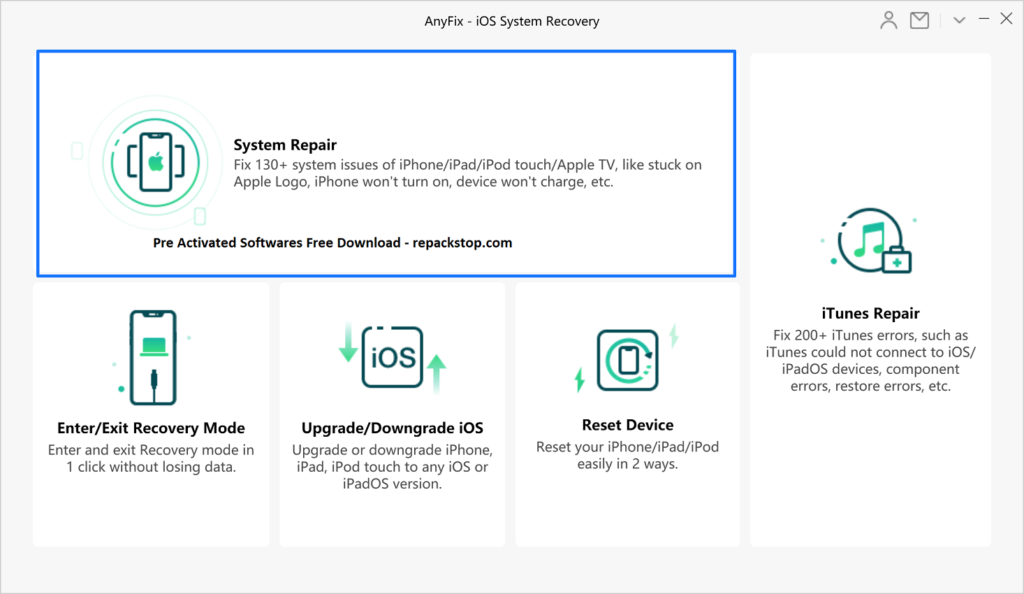 AnyFix is a powerful tool designed to help fix more than 130 iOS system problems, such as iPhone stuck on Apple logo, iPhone stuck in iPhone recovery mode,